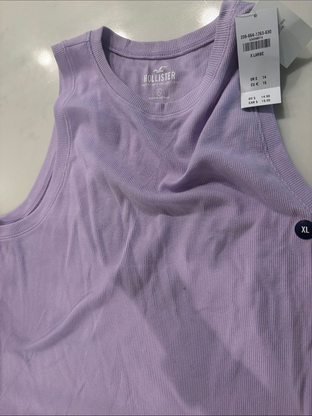 Hollister Lavender Ribbed Tank Top Sleeveless Crew Neck